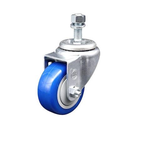 Service Caster 3'' Blue Polyurethane Creeper Swivel 1/2'' Threaded Stem Caster CREE-SCC-TS20S314-PPUB-BLUE-121315
